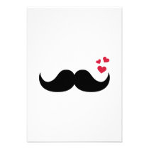 Moustache red hearts love invitations