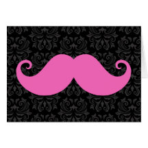 Moustache rose de guidon sur le motif noir de dama carte de vœux