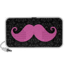 Moustache rose de guidon sur le motif noir de dama haut-parleur portable