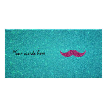 Moustache rose de scintillement cartes de vœux avec photo