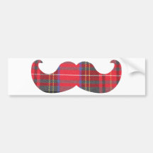 Moustache rouge de tartan autocollant pour voiture