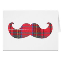 Moustache rouge de tartan cartes de vœux