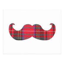 Moustache rouge de tartan cartes postales