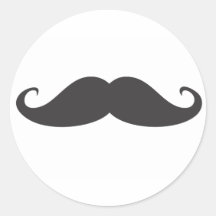 Moustache Round Sticker