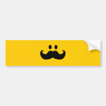 Moustache Smiley (Customizable background colour) Bumper Stickers