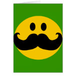 Moustache Smiley (Customizable background colour) Greeting Cards