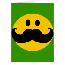 Moustache Smiley (Customizable background colour) Greeting Cards
