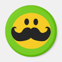 Moustache Smiley (Customizable background colour) Refrigerator Magnet