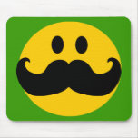 Moustache Smiley (Customizable background colour) Mouse Pads