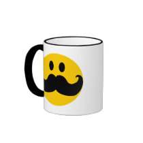 Moustache Smiley (Customizable background colour) Mugs