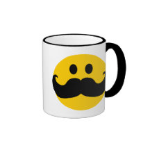 Moustache Smiley (Customizable background colour) Mugs