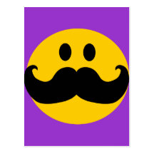 Moustache Smiley (Customizable background colour) Postcard