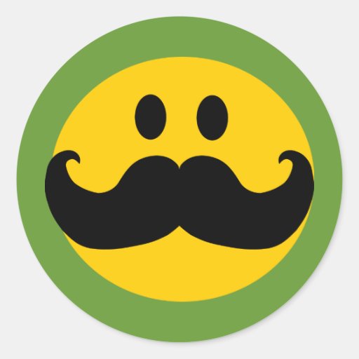 Moustache Smiley (Customizable background colour) Stickers