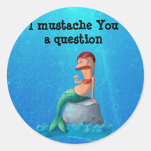 Moustached Merman Round Stickers