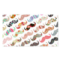 Moustaches colorées Girly drôles de motifs Carte De Visite