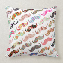 Moustaches colorées Girly drôles de motifs Oreillers