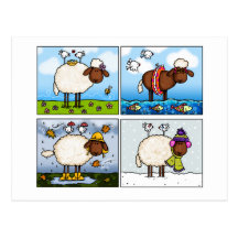 moutons de toute la carte postale de saisons