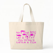 MOVE OVER BOYS GIRLS FISHING TOTE BAG