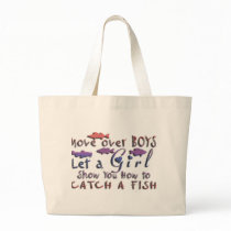 MOVE OVER BOYS GIRLS FISHING TOTE BAGS