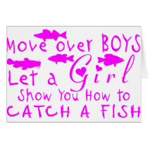 MOVE OVER BOYS GIRLS FISHING GREETING CARD