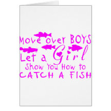 MOVE OVER BOYS GIRLS FISHING GREETING CARDS