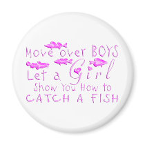 MOVE OVER BOYS GIRLS FISHING REFRIGERATOR MAGNET