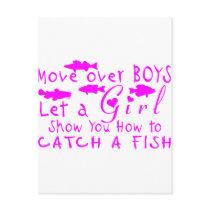 MOVE OVER BOYS GIRLS FISHING POST CARD