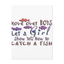 MOVE OVER BOYS GIRLS FISHING POST CARDS