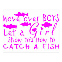 MOVE OVER BOYS GIRLS FISHING POSTCARD
