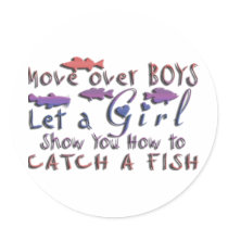 MOVE OVER BOYS GIRLS FISHING STICKER