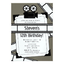 Movie Camera Film and Photo Birthday Party Invite