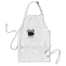 Movie Camera in Black and Gold on White Apron
