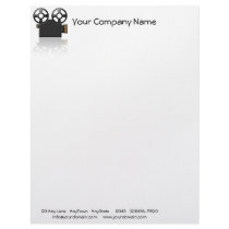 Movie Camera in Black and Gold on White Background Custom Letterhead