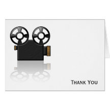 Movie Camera in Black and Gold on White Greeting Card