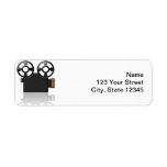 Movie Camera in Black and Gold on White Custom Return Address Labels