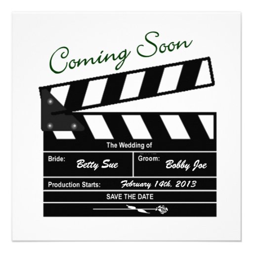 Movie Clapboard Wedding Save the Date Personalized Announcement
