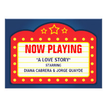 Movie Marquee Themed Wedding Party Invitation