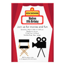 Movie Night Kids Birthday Party Invitation