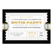 Movie Party Birthday Party Admission Ticket Personalized Invitations