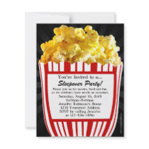 Movie Popcorn Sleepover Custom Party Invitations