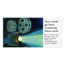 Movie projector colourful expressive painting art custom photo card
