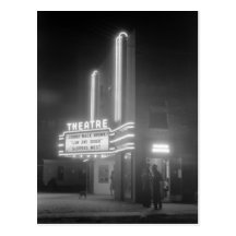 Movie Theater at Night, Greensboro, Georgia 1940s Post Cards