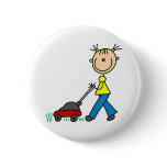 Mowing Grass Stick Figure Button