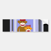 Mr. and Mrs. Sock Monkey. Bumper Sticker