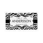Mr and Mrs Surname Bold  Zebra Print Custom Address Label