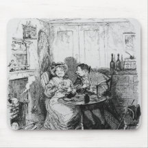 Mr Bumble and Mrs Corney taking tea Mousepad