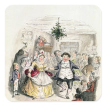 Mr Fezziwig's Ball, from 'A Christmas Carol' Square Sticker