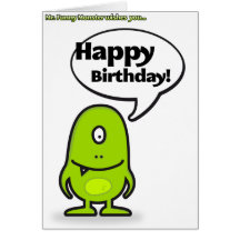 Mr Funny Monster personal message Tarjetón