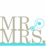 Mr & Mrs DJ Cake Topper Teal Photo Cut Outs
