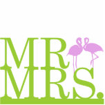 Mr & Mrs Lime & Lavender Flamingos Cake Topper Photo Cutouts
